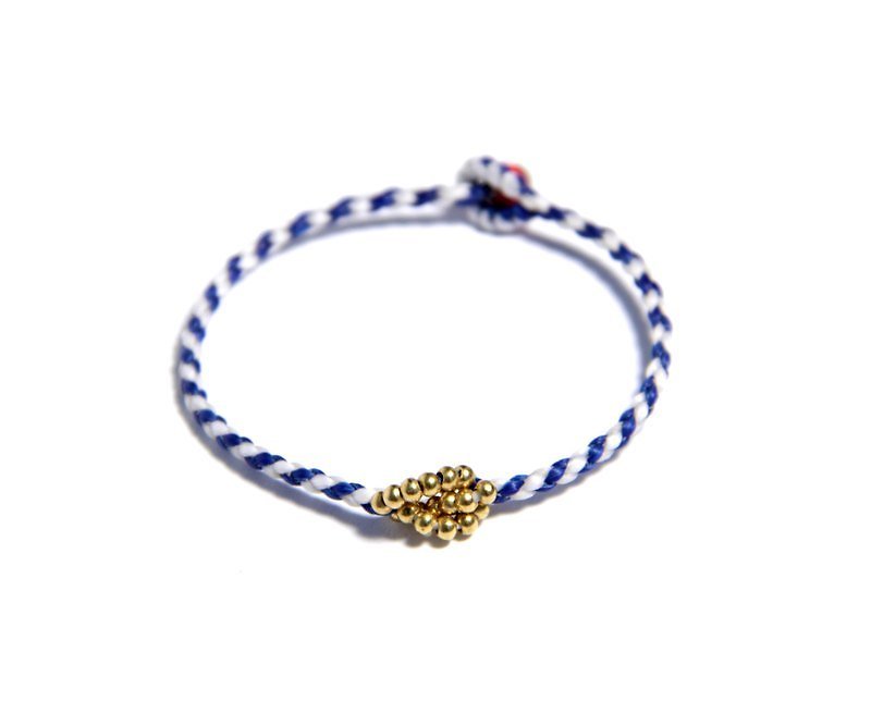 Copper sand four strands of silk wax wire bracelet - Bracelets - Other Metals Blue