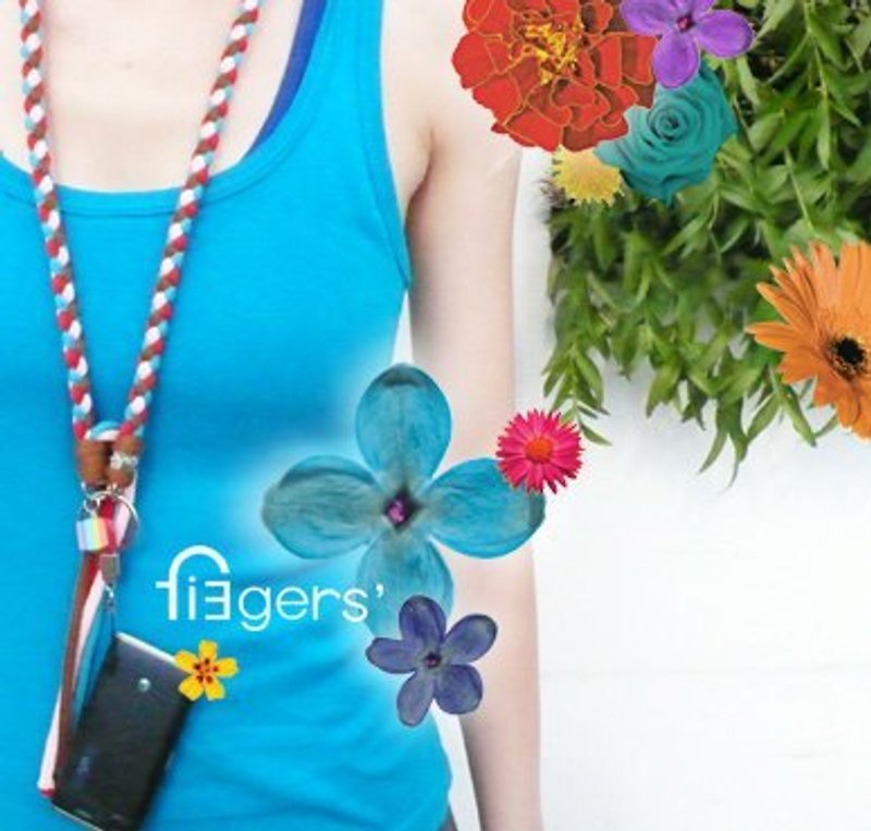 13 fingers' / fun music / long chain mobile phone sling - ID & Badge Holders - Cotton & Hemp Multicolor