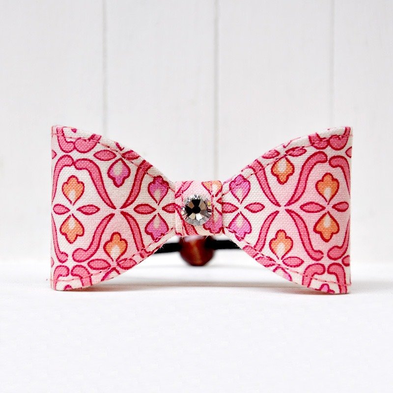 Ting Ting series-European retro style pink cherry blossom pattern bow hair bundle - Hair Accessories - Cotton & Hemp Pink