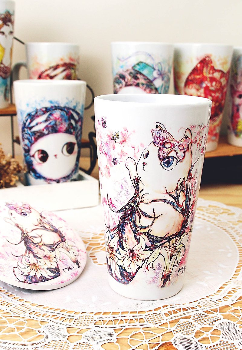 Good meow bulk latte cup - lily flower heels cat - Mugs - Other Materials 