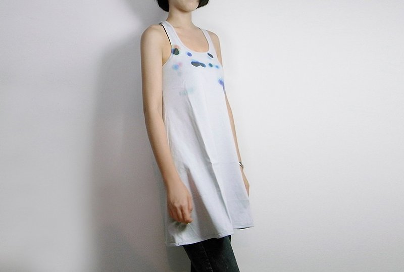 I. A. N Design daytime gray Long dig back vest 100% organic cotton Organic Cotton - เสื้อผู้หญิง - ผ้าฝ้าย/ผ้าลินิน สีเทา