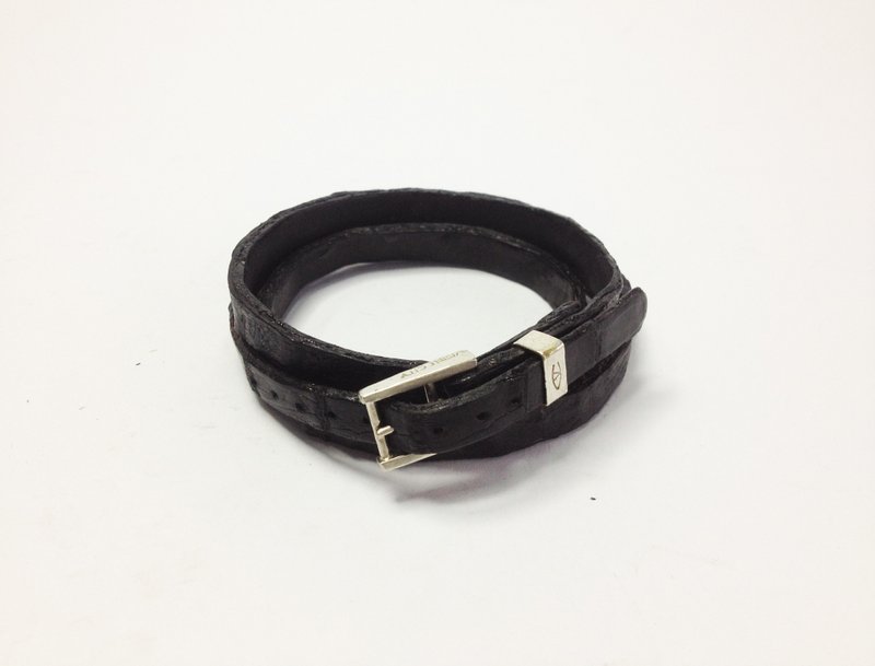 無題之二・鱷魚皮手環 | Crocodile Bracelet - 手鍊/手環 - 真皮 黑色