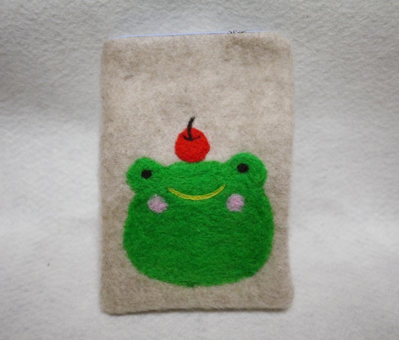 Summer Frog mobile phone sets are all New Zealand wool pattern can be customized with color can be free - เคส/ซองมือถือ - ขนแกะ สีเขียว