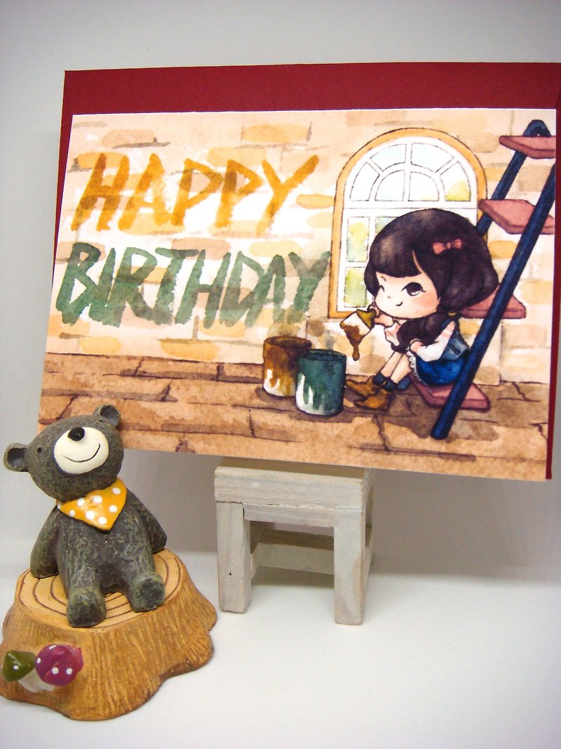 【Pin】Paint A Greeting│Print│Birthday card with envelope at your choice - การ์ด/โปสการ์ด - กระดาษ สีส้ม