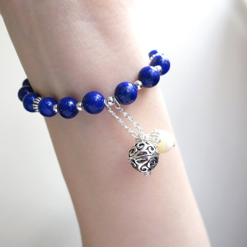 [LeRoseArts] CHI series - lapis lazuli bracelet 925 silver ore - Bracelets - Gemstone Blue