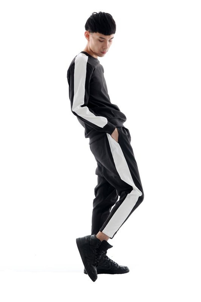 Sevenfold 2013 A/W black/white (Sleeve) splicing sport sweater 黑白(袖子)剪接運動上衣 - 男毛衣/針織衫 - 其他材質 黑色