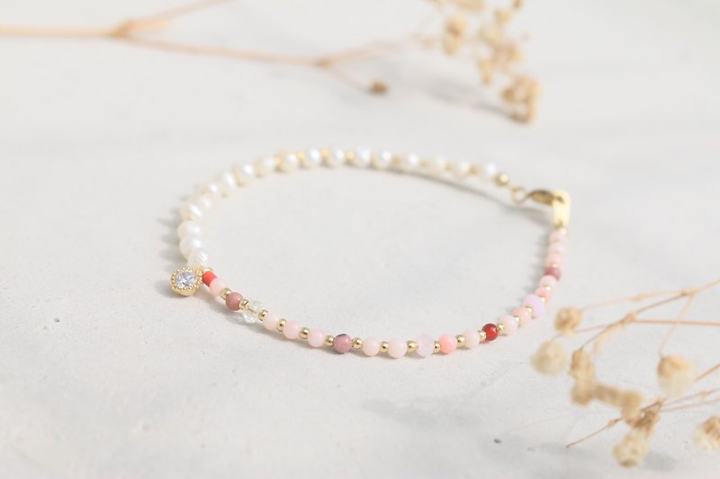 Dancing Pearl Red Stone Bracelet - Bracelets - Gemstone Pink