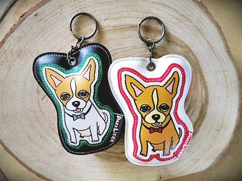 Porter dog locking collar - Chihuahua (spot) - พวงกุญแจ - หนังแท้ 