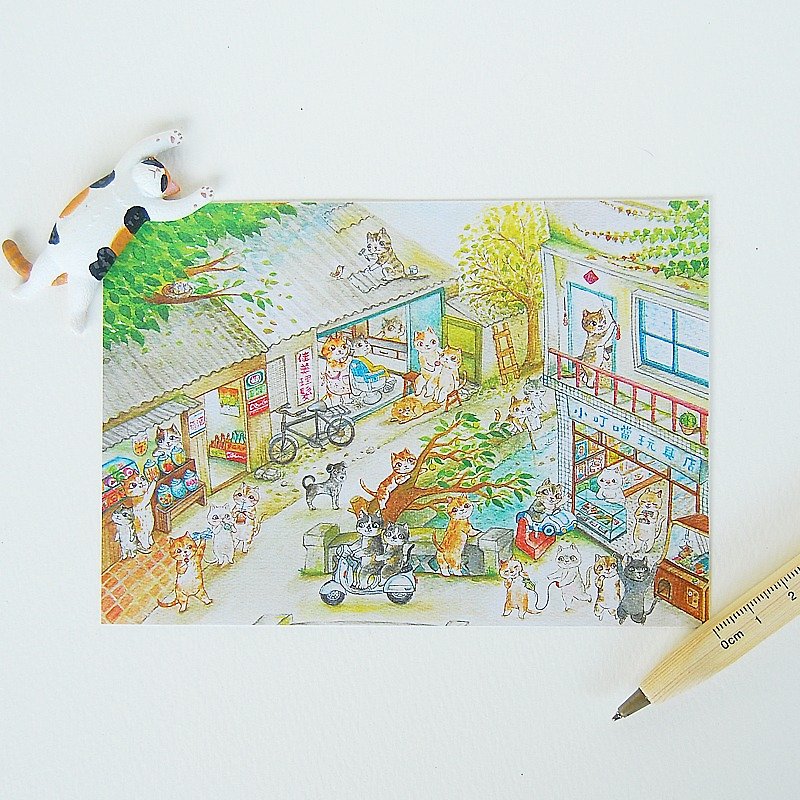 fish cat postcard/childlike - การ์ด/โปสการ์ด - กระดาษ 