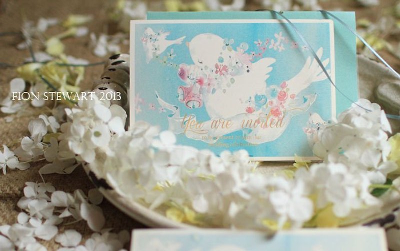 fion stewart wedding card / Universal invitation card - Tiffany Blue (single invite blank card) - การ์ด/โปสการ์ด - กระดาษ สีน้ำเงิน