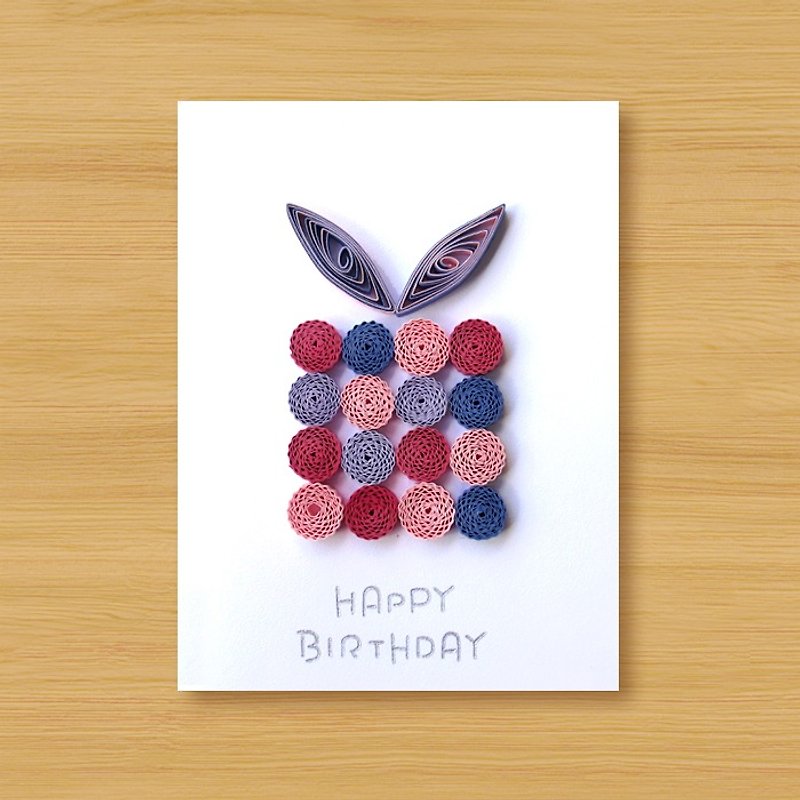 Handmade Roll Paper Card _ Birthday Gift Box _C ... Birthday Card, Thank You Card, Congratulation Card - การ์ด/โปสการ์ด - กระดาษ สีม่วง