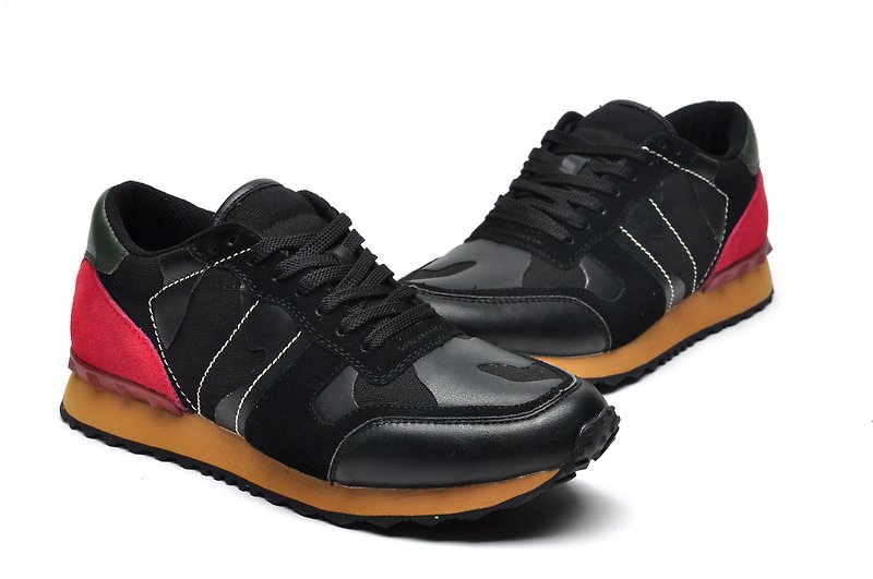 Fashion camouflage sneakers black stitching - รองเท้าวิ่งผู้ชาย - วัสดุอื่นๆ สีดำ