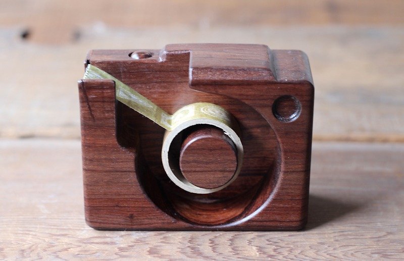 Mini wooden camera ▣ tape dispenser / dark - มาสกิ้งเทป - ไม้ สีนำ้ตาล