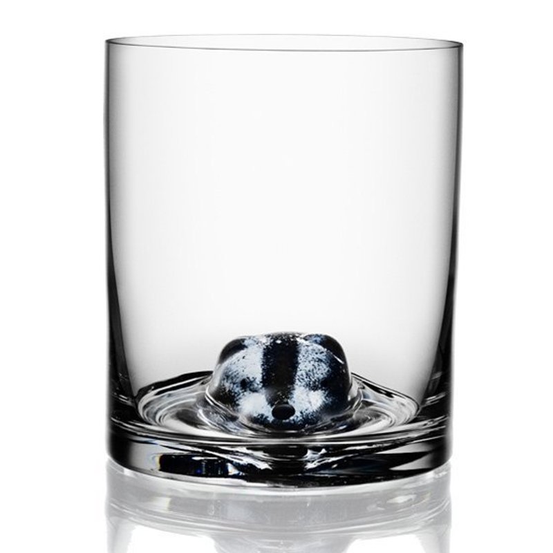 400cc [import] Kosta Boda Sweden New Friends Tumbler Badger badger engraved shot glasses whiskey glass lettering mouth-blown crystal glass - แก้วไวน์ - แก้ว สีเทา