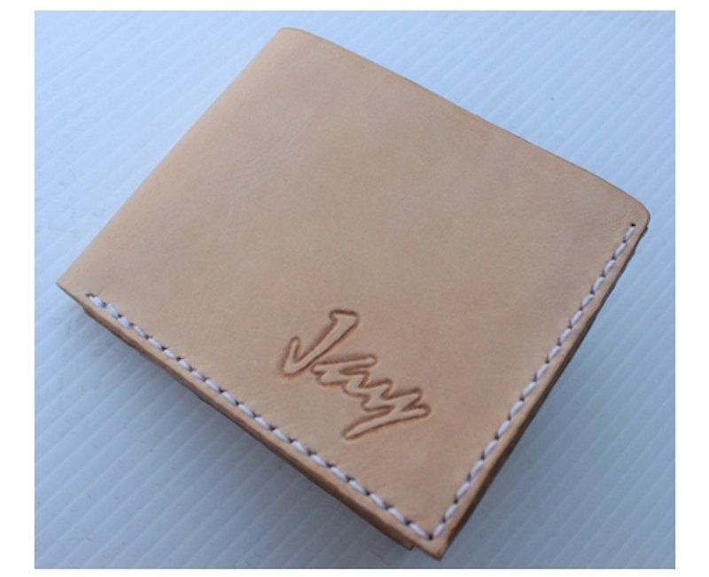 Exclusive customized personal original leather color pure cowhide short double layer short clip ~ can be engraved (customized lover, birthday gift) - Wallets - Genuine Leather 
