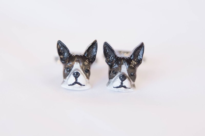 Animal models - Boston puppy cufflinks Boston Dog Cuffink - Cuff Links - Other Metals 