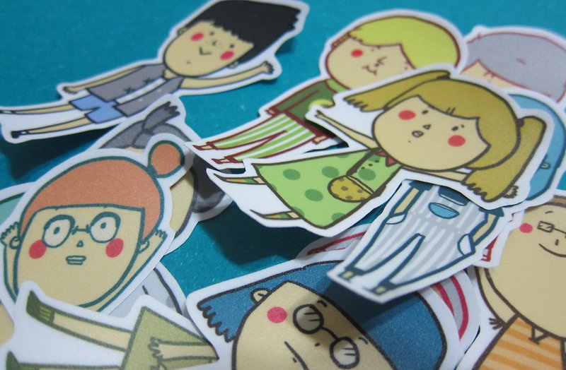 小人物 / 四張一組大貼紙 / Magai's sticker - 貼紙 - 紙 多色