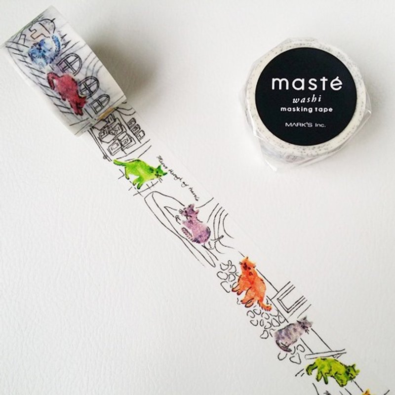 maste and paper tape series [Istanbul Travel Cat (MST-MKT150-G)] engraved version - Washi Tape - Paper Multicolor