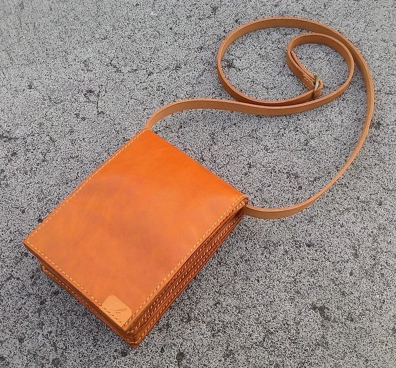 Pocket-small bag - Messenger Bags & Sling Bags - Genuine Leather Orange