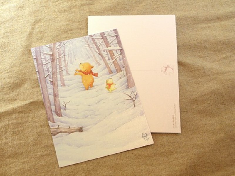 Bagels in the walk in the woods - fruit forest snow [postcard] - Cards & Postcards - Paper White