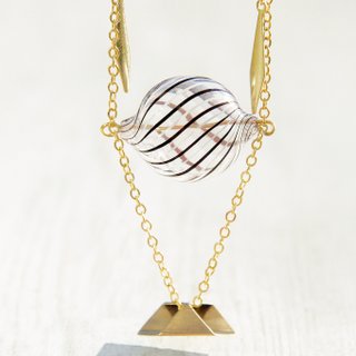 Valentine / geometric wind / mouth blown glass French fringe necklace short chain length ossicular chain lock - Chocolate + irregular geometry of Bronze