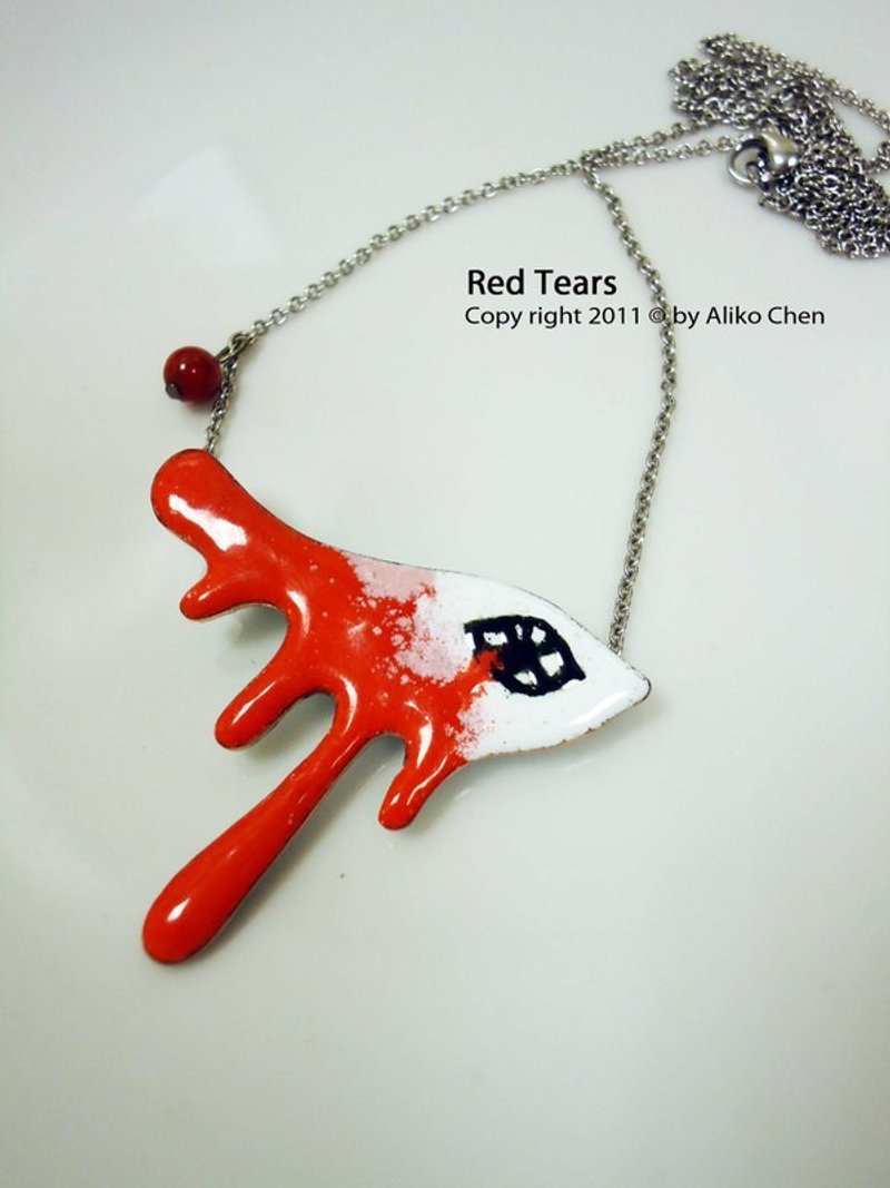 Red Tears Red Tears enamel pendant - สร้อยคอ - โลหะ 