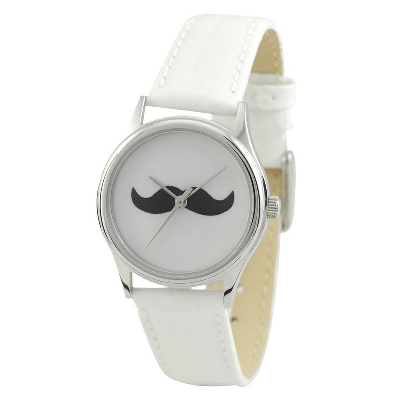 Ladies Moustache Watch (Silver/White) - Other - Other Metals White