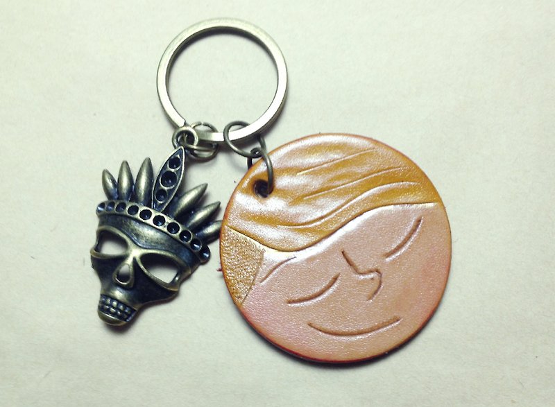 Flower roll punk guy keychain - ที่ห้อยกุญแจ - วัสดุอื่นๆ สีส้ม