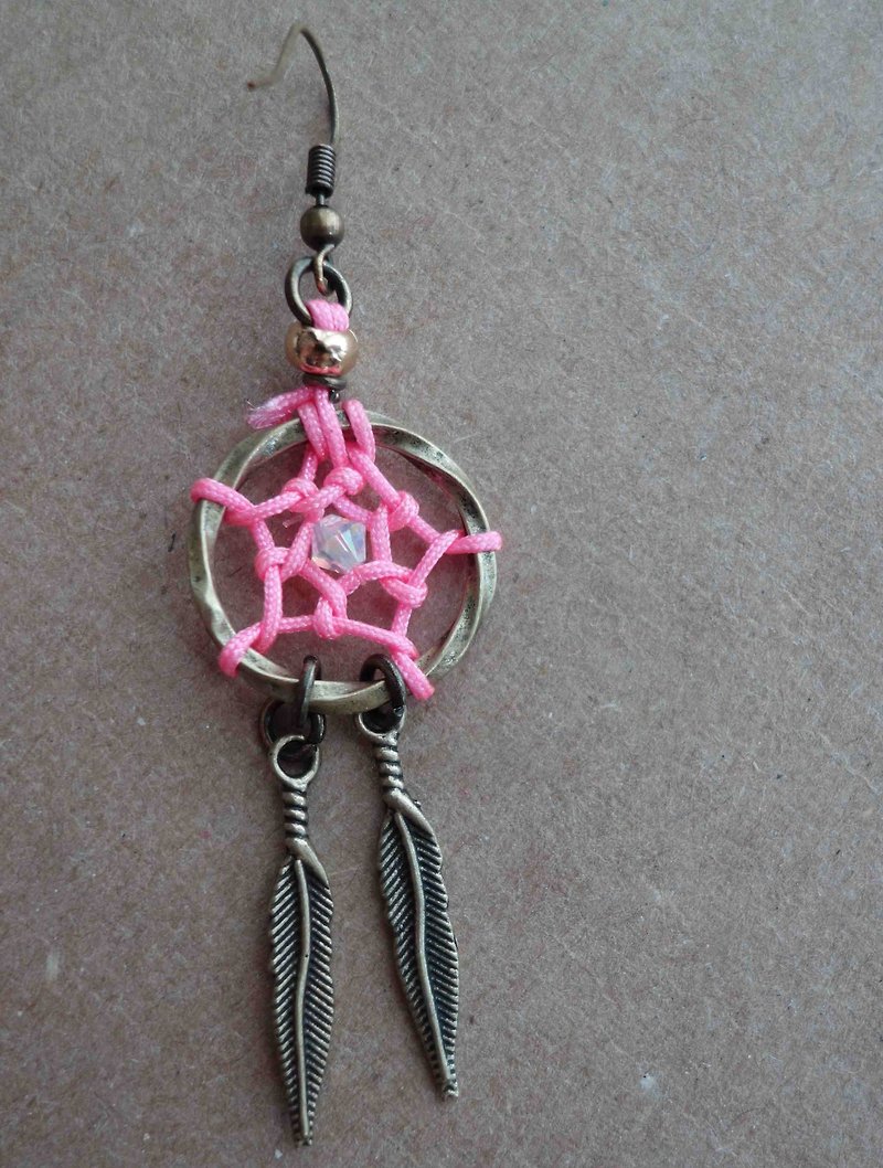 ~ M + Bear ~ Dreamcatcher Dreamcatcher (earrings / pink) - Earrings & Clip-ons - Other Materials Pink
