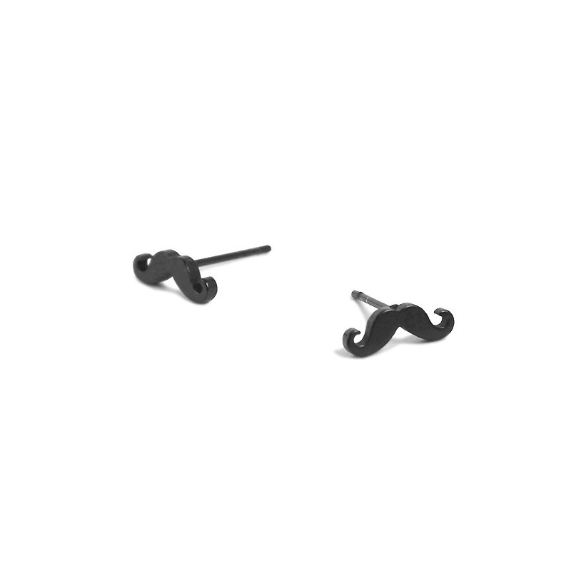 Bibi Fun Selection Series-Black Bearded Stainless Steel Earrings - Earrings & Clip-ons - Stainless Steel Black