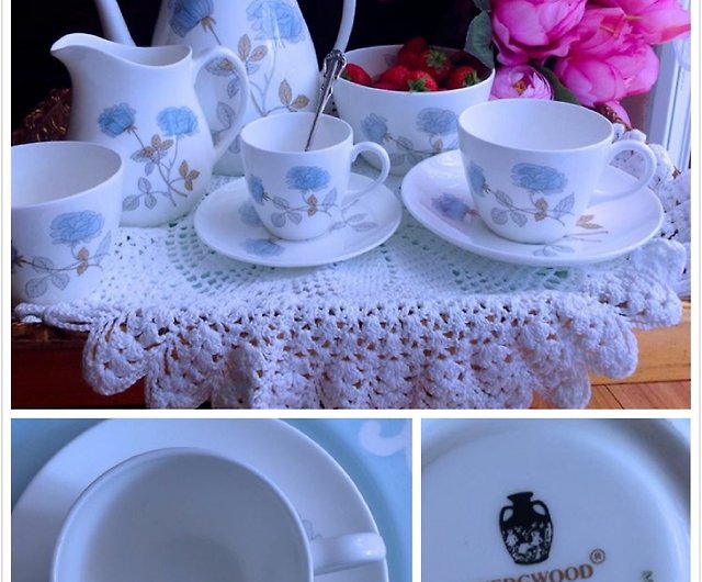 Wedgwood Ice Rose Coffee Cups Saucers Side Plates postage discount for 2+ 
