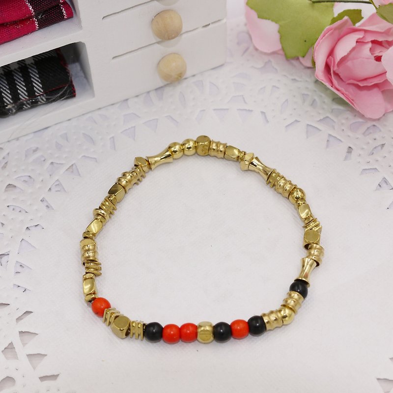 * Poof Princess sugar - classic pure brass stone beads bracelet 4 - Bracelets - Other Materials 