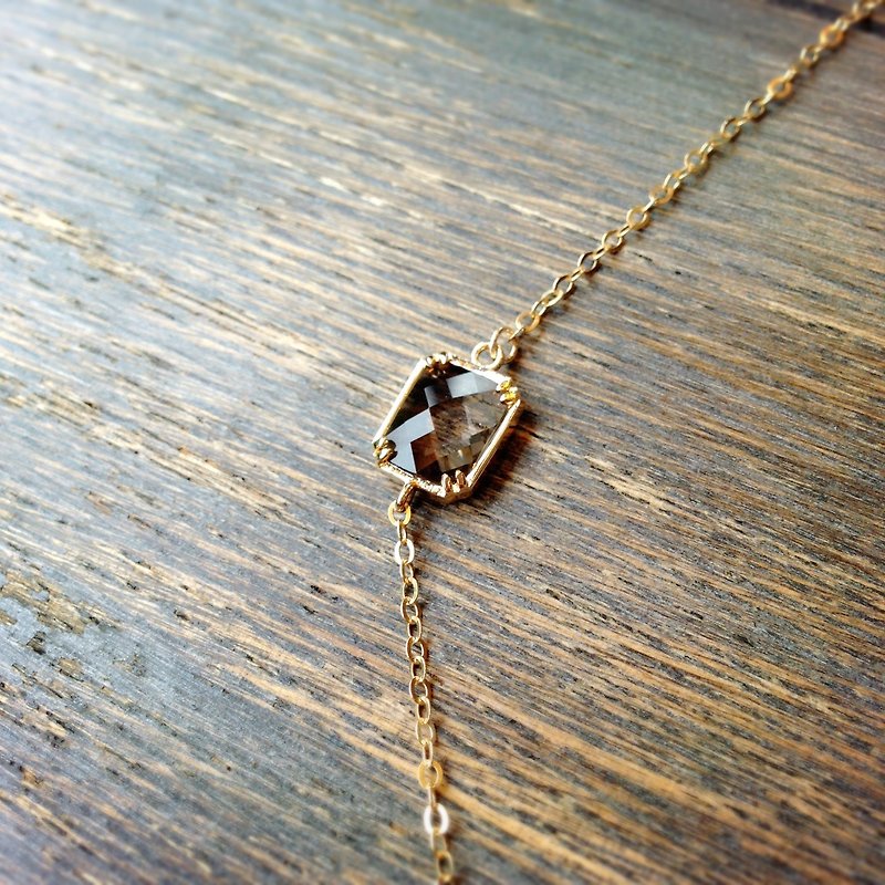 "KeepitPetite" gift · exquisite noble · gold-plated bagged square glass imitation gem · bracelet · vintage brown - Bracelets - Gemstone Black