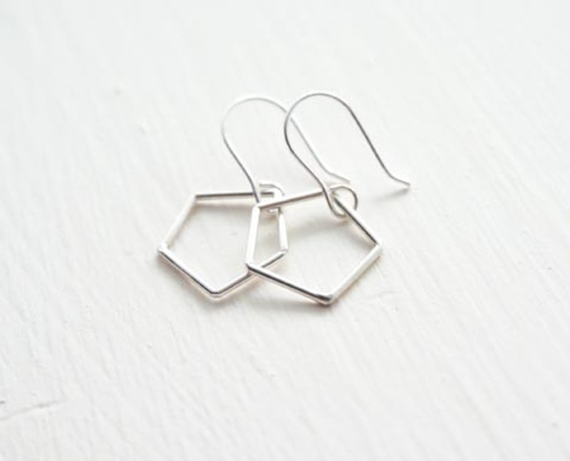 Geometric simple shape sterling silver earrings - Earrings & Clip-ons - Sterling Silver Silver