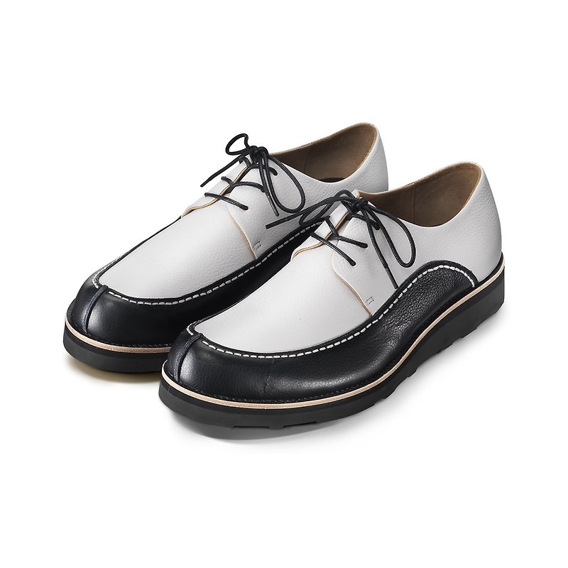 Vibram Leather casual shoe Franklin M1132 White Black - Men's Leather Shoes - Genuine Leather Multicolor