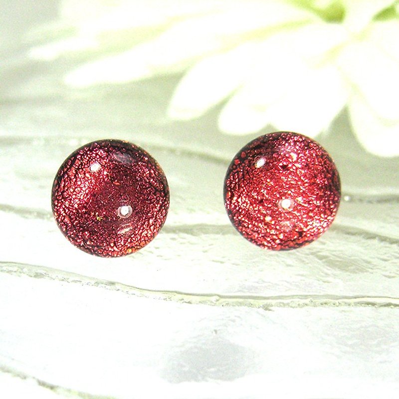 Red orange two-tone color-changing jewelry glass earrings - ต่างหู - แก้ว สีแดง