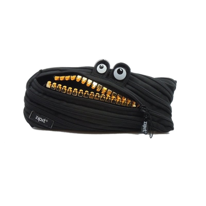 Zipit monster zipper bag steel version (middle) - black - กระเป๋าเครื่องสำอาง - วัสดุอื่นๆ สีดำ