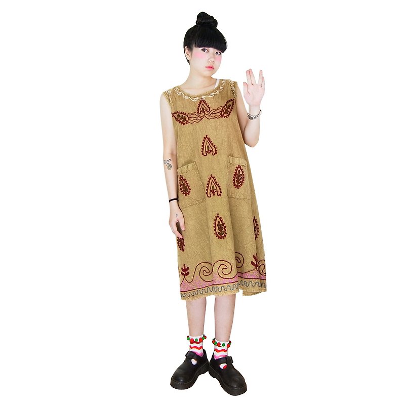 A‧PRANK: DOLLY :: India VINTAGE retro with hand-embroidered vest bandage dress - ชุดเดรส - ผ้าฝ้าย/ผ้าลินิน หลากหลายสี