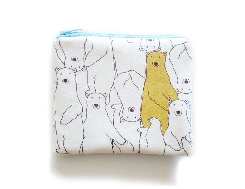 Zipper bag / purse / mobile phone sets light yellow polar bear - Coin Purses - Other Materials Yellow