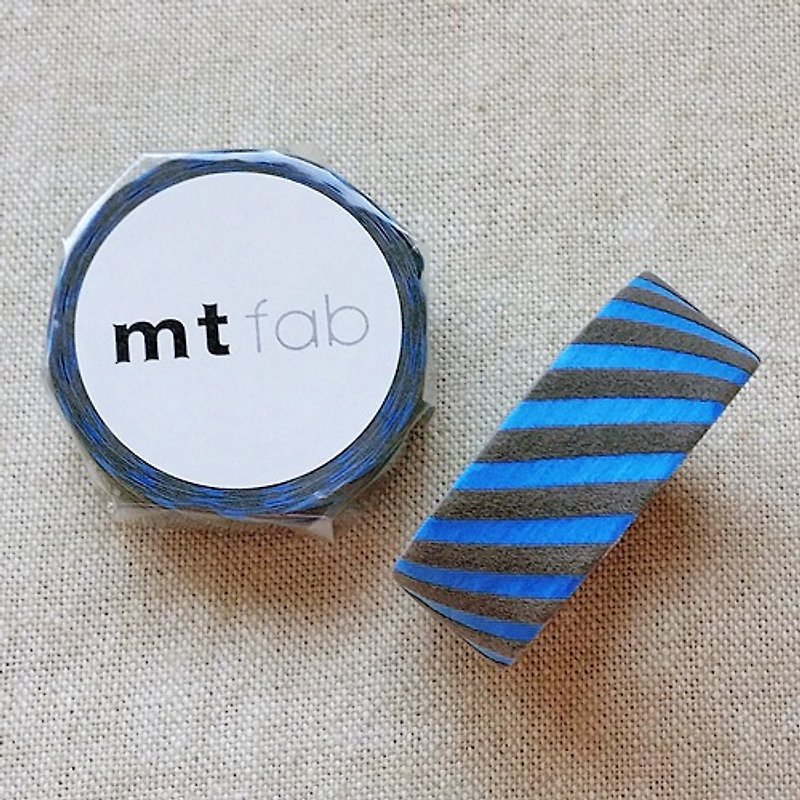 mt 和紙膠帶 fab 植絨系列【斜紋款 天空藍+灰(MTFL1P18)】 - 紙膠帶 - 紙 藍色