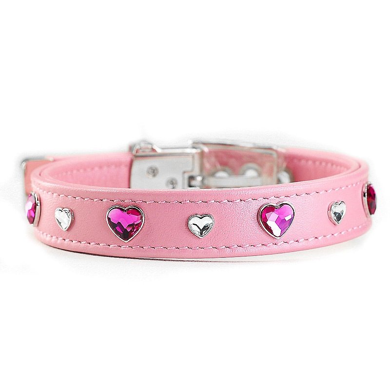 [Adjustment] Sweetheart leather leather collar ((send lettering)) - Collars & Leashes - Genuine Leather Pink