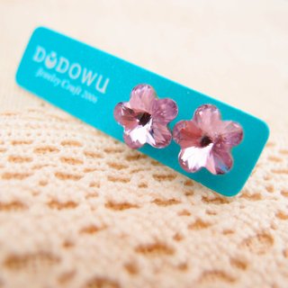 「DODOWUジュエリー手作りの光」[オーストリアのクリスタルの花紫色のダイヤモンドのイヤリングは、※]