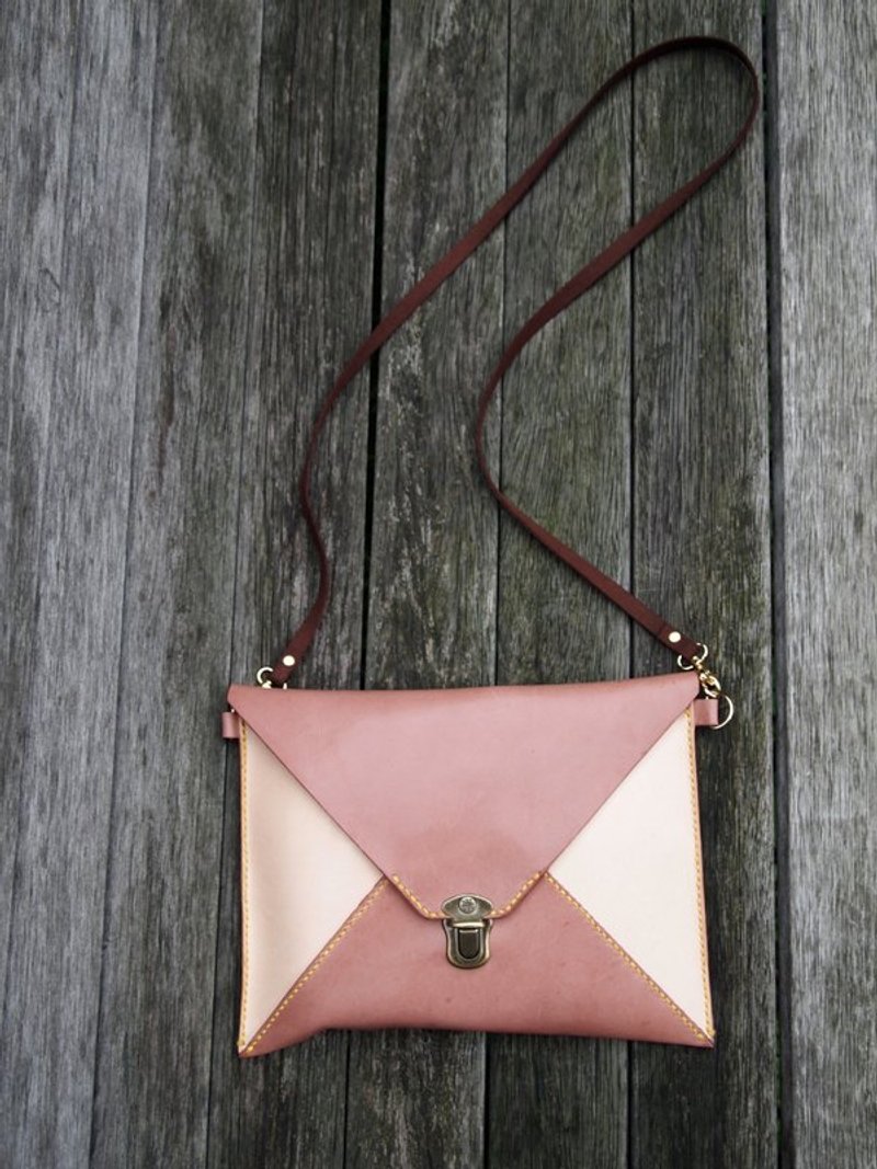 雙色信封兩用扁包（側背/手拿包）　Color Block Envelope bag - 側背包/斜背包 - 真皮 