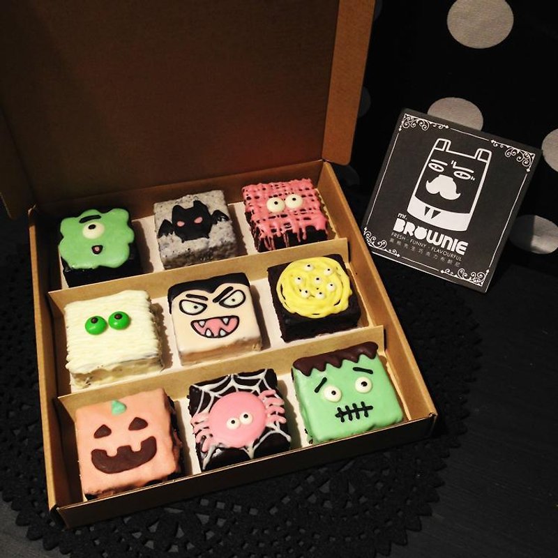 【黑熊先生巧克力布朗尼】手繪怪物家族布朗尼禮盒 - 蛋糕/甜點 - 新鮮食材 多色