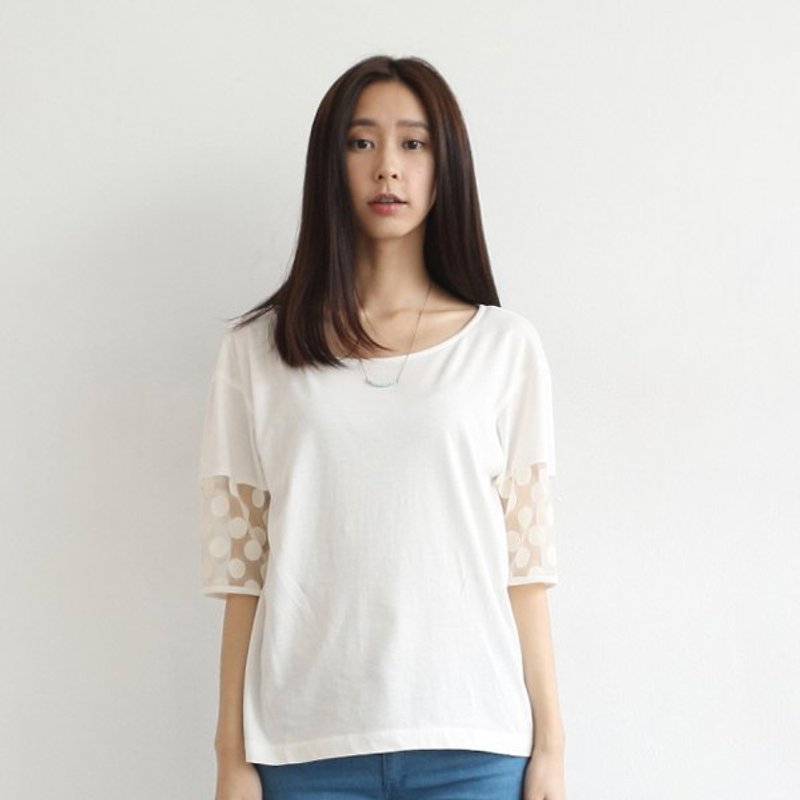 Sen Fun organic cotton stitching lace sleeve white shirt _ - Other - Other Materials White