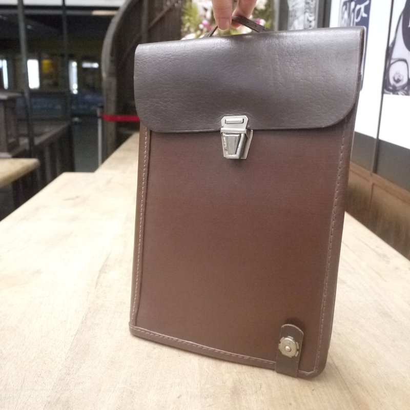 ShiKa//vintage bag 地圖包(A5-101) - 其他 - 真皮 咖啡色