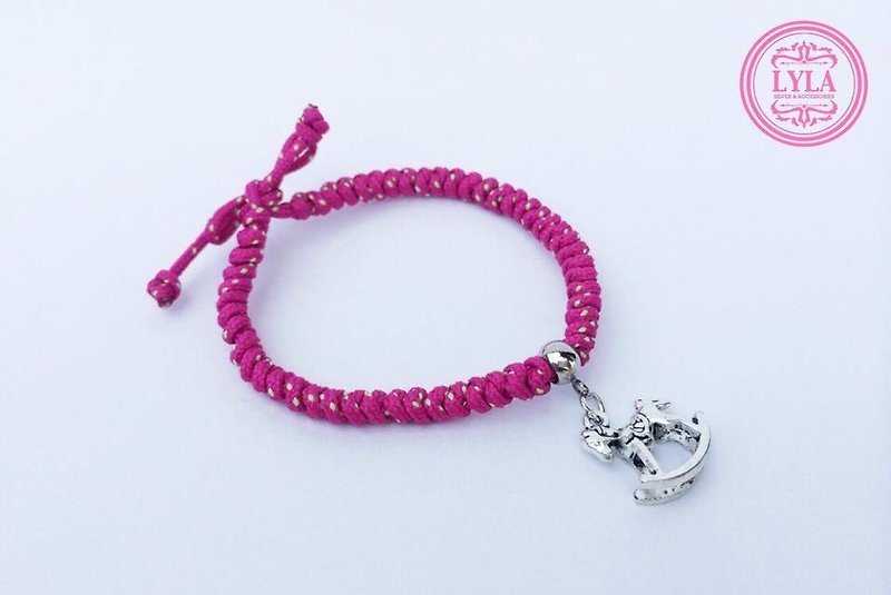 桃色-細版編繩 - 手鍊/手環 - 其他材質 粉紅色