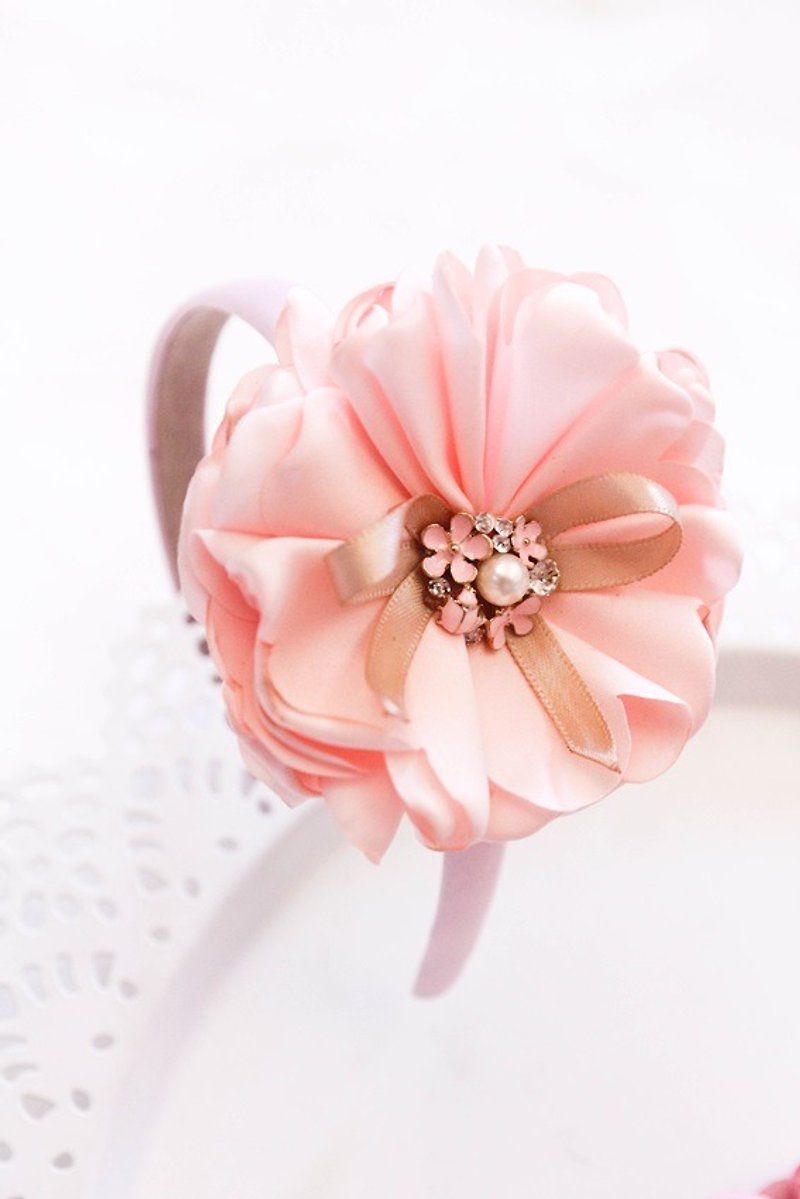 Pink skin big flower headband - Hair Accessories - Other Materials Pink