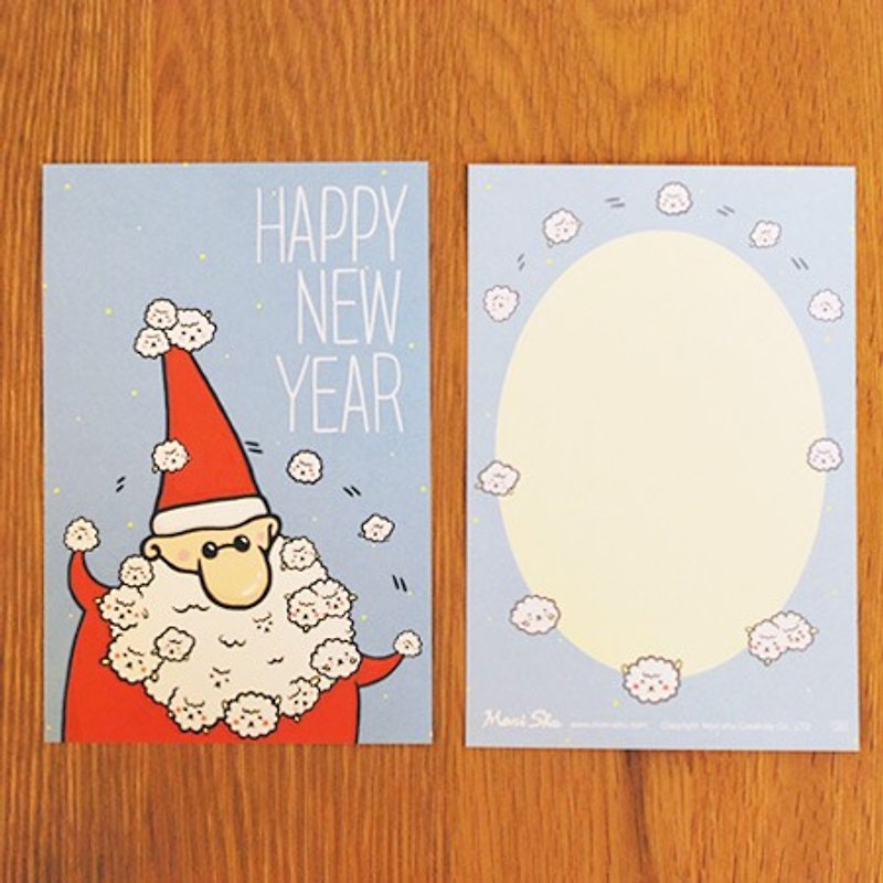 *Mori Shu*聖誕新年卡-聖誕老公公泡泡羊鬍（含信封） - 心意卡/卡片 - 紙 紅色