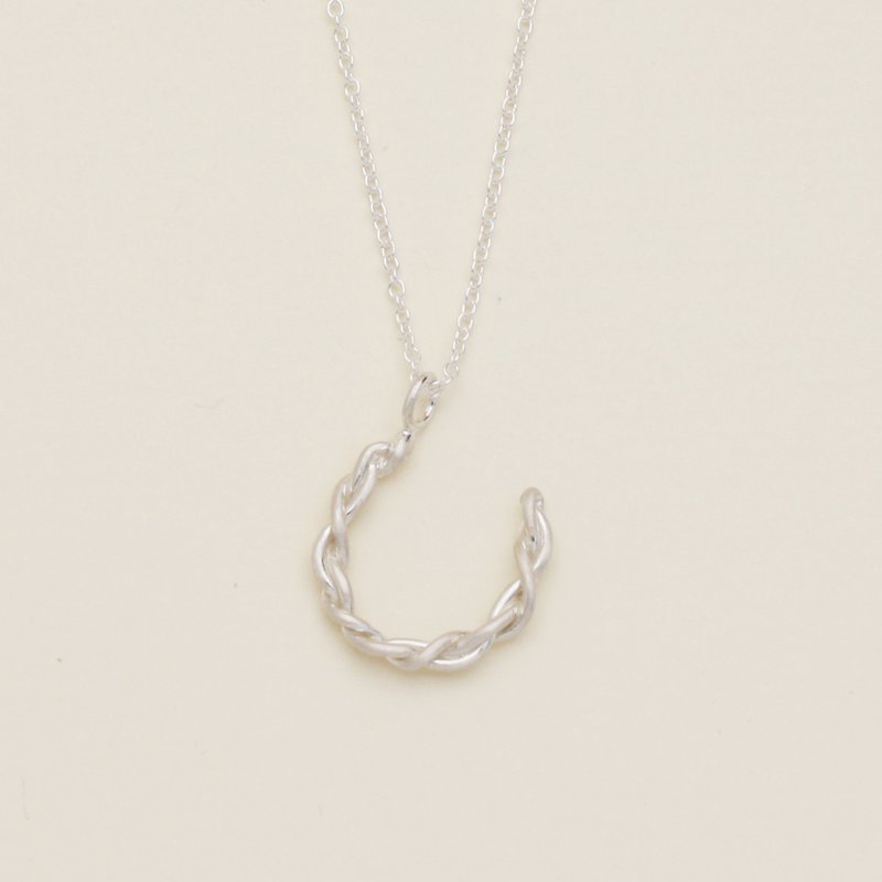 Fried Dough Twist Horseshoe Necklace - Necklaces - Sterling Silver 
